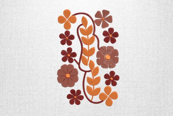 Autumn Floral Vine Embroidery Design
