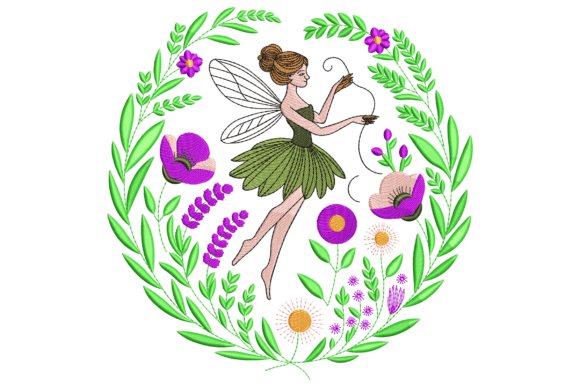 Fairy with Flowers: A Seasonal Embroidery Gem