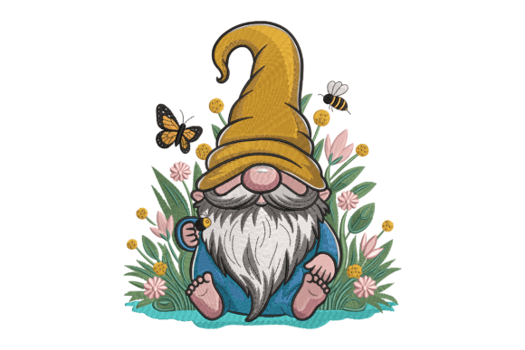 Gnome with Flowers and Bees