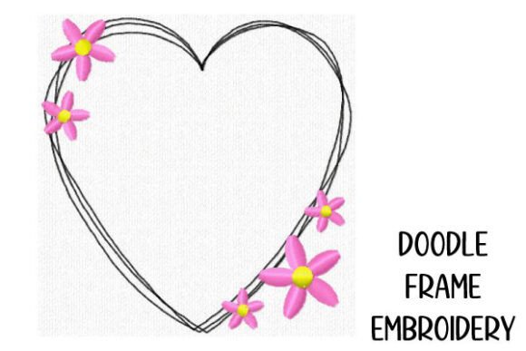 Heart Doodle Frame with Flowers