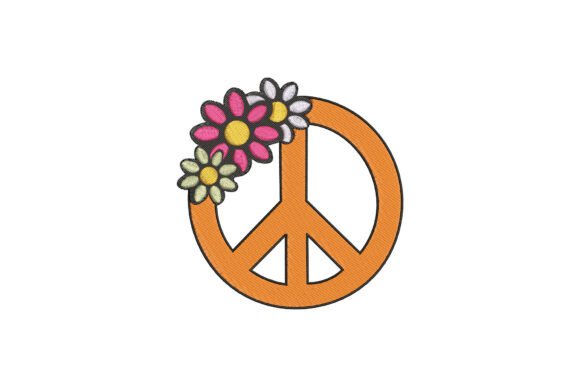 Peace and Flowers Embroidery Design